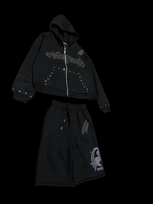 Black & Grey Shorts Set